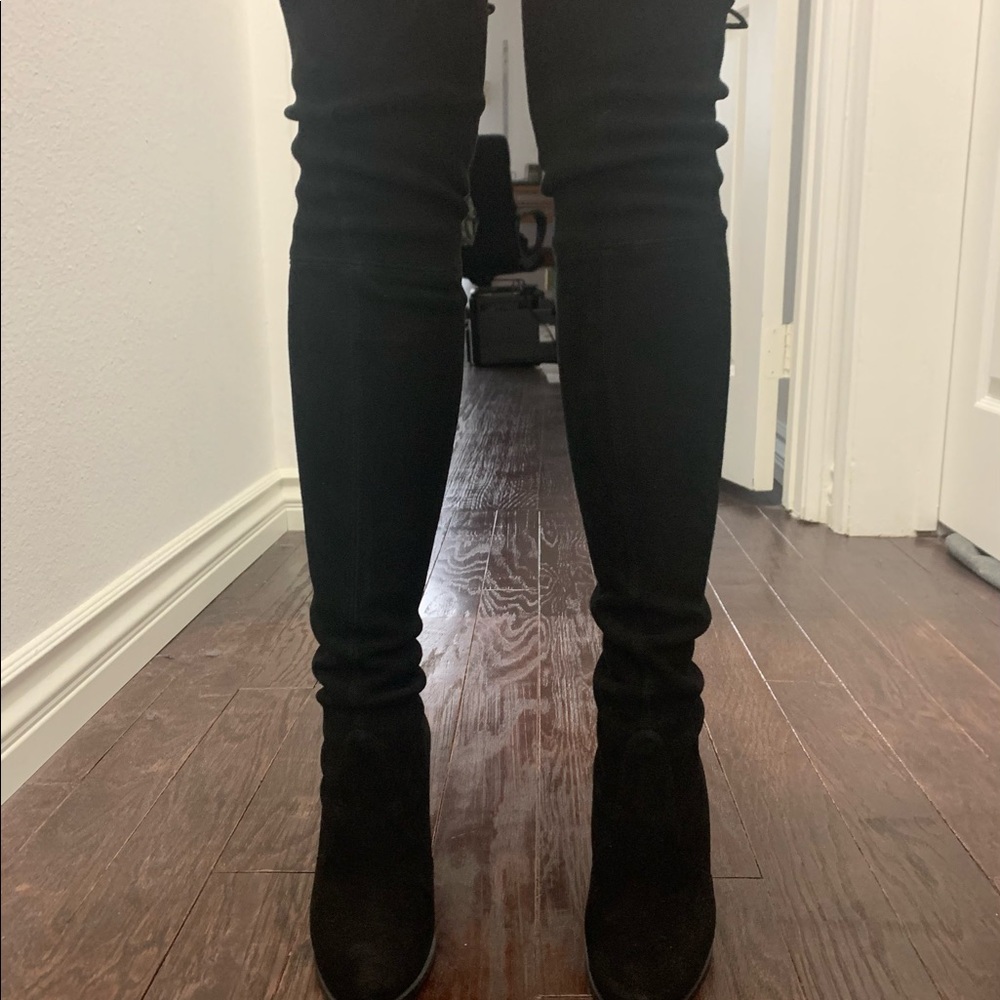 Stuart Weitzman Hiline Black Suede Boots